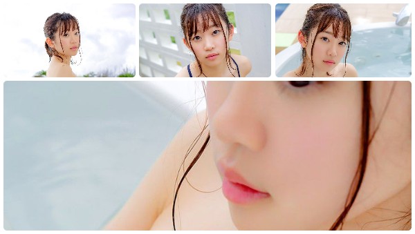 Em gái kute bên hồ bơi